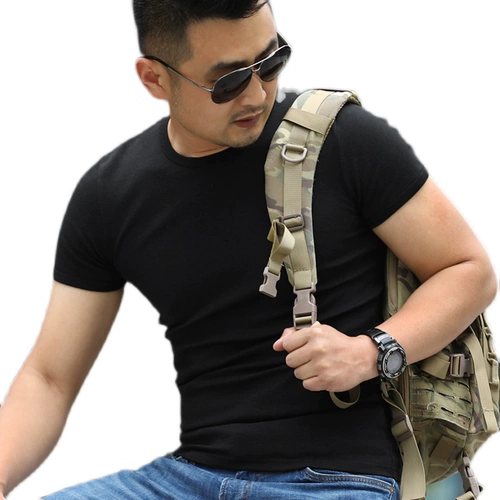 Хлопковая эластичная приятная телу дорожная тактическая футболка с коротким рукавом