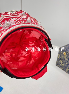 金氏苏绣庄严【宝相花帽套装】纯手工刺绣毗卢帽五佛帽飘带透气
