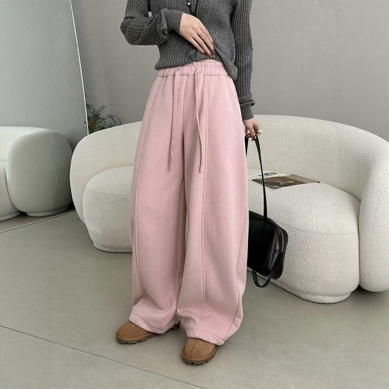 灰色束脚两穿抽绳休闲裤女2025年冬季新款加绒加厚宽松棉阔腿裤子,淘宝优惠券,粉丝福利购,淘宝优惠卷