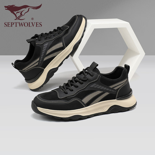 七匹狼男鞋男士运动鞋2025新款冬季加绒保暖休闲鞋男黑色厚底鞋子 - 图2