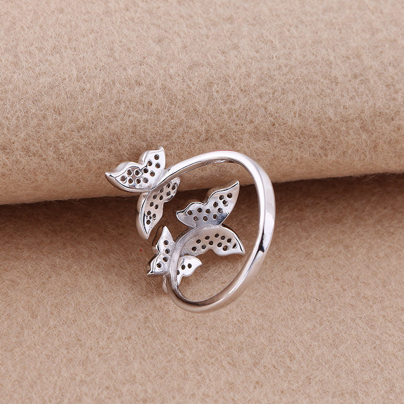 All-over S925 sterling silver butterfly ring women's niche design high-end index finger ring fashionable personality versatile ring