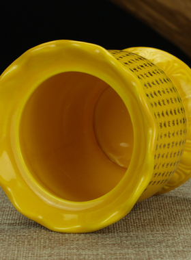 陶瓷供水杯黄款莲花贡杯仙家杯