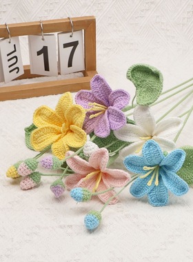 家居装饰成品手工毛线油桐花花束桌面摆件创意花瓶插花装饰品