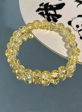 天然水晶手链黄水晶手串钛晶手饰女生黄发晶情侣转运珠礼物送女友