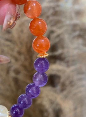 天然南红紫水晶手链女柠檬晶貔貅大红大紫铜百搭设计感新中式手串