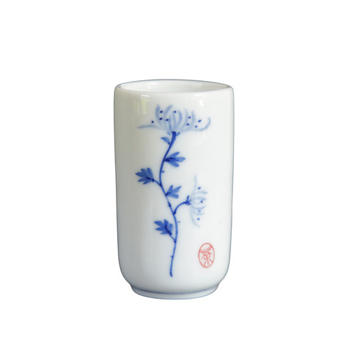 青花瓷景德镇高白瓷手绘菊花闻香杯品茗杯/主人杯茶道杯/陶瓷茶具 - 图3