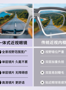 近视专用骑行眼镜女一体式可定制