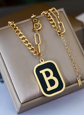 2024年新款H字母毛衣链女高级感小众项链钛钢不掉色轻奢装饰挂件