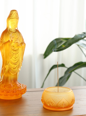 古法琉璃套装花瓶寺院佛具净水杯