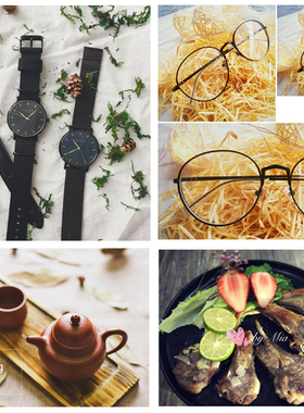 复古森林风树叶食品网店照相松果