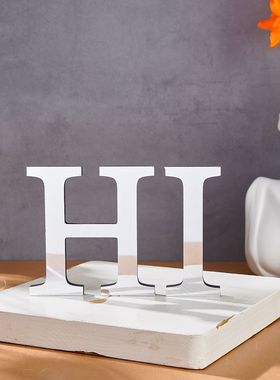 雪弗板材质镜面26字母字符装饰摆件现代创意字母字符桌面装饰摆件