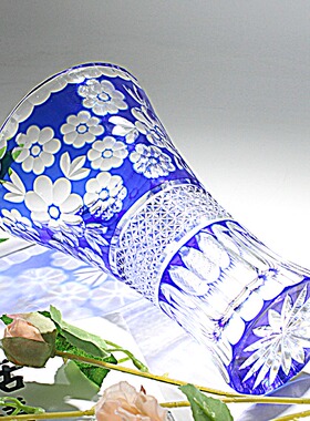 日式水晶手工花瓶家用客厅装饰品