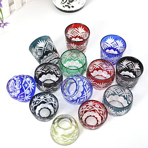 日式迷你玻璃杯清酒杯烈酒杯手工雕刻日本江户切子一口杯直销包邮 - 图1