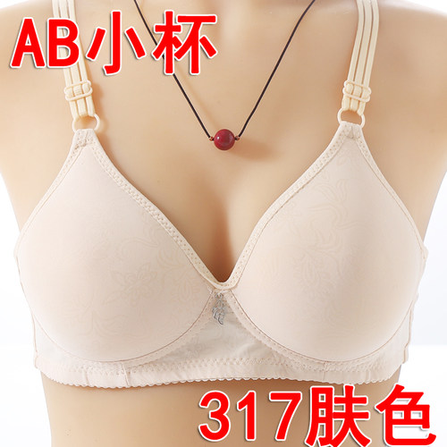 小胸透气薄款防下垂收副乳文胸无钢圈中老年大码胖妈妈内衣女舒适 - 图1
