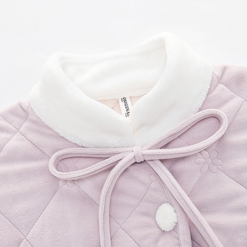 马克公主睡衣女冬款珊瑚绒加绒少女新中式夹棉国风家居服保暖套装,淘宝优惠券,粉丝福利购,淘宝优惠卷