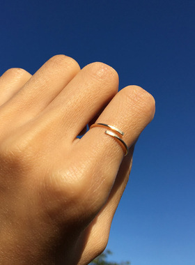 14k包金开口个性戒指925纯银