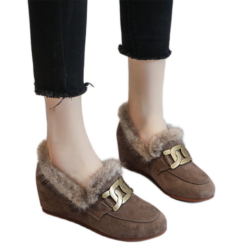 冬季厚底增高毛毛鞋女外穿加绒加厚豆豆鞋2025新款时尚百搭棉鞋潮,淘宝优惠券,粉丝福利购,淘宝优惠卷