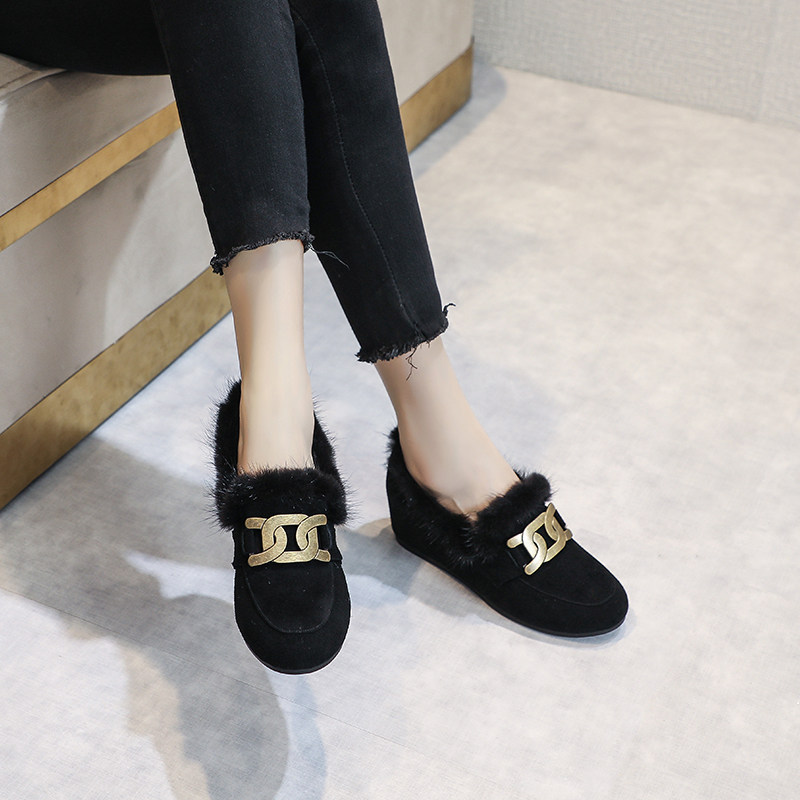 冬季厚底增高毛毛鞋女外穿加绒加厚豆豆鞋2025新款时尚百搭棉鞋潮,淘宝优惠券,粉丝福利购,淘宝优惠卷