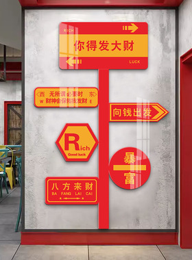 2026马新年装饰春节元旦氛围贴画网红路牌拍照区布置打卡背景墙面