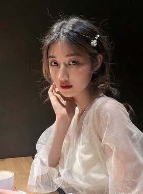 精灵少女风花蕊水钻大方珍珠发夹