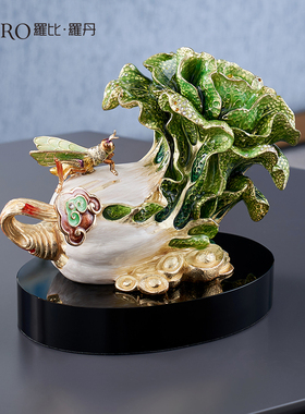 罗比罗丹珐琅彩工艺白菜摆件