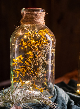 掬涵圣诞装饰发光玻璃桌面摆件小夜灯干花玻璃罩灯饰圣诞节装饰品