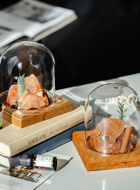 天然盐晶石玻璃罩摆件桌面