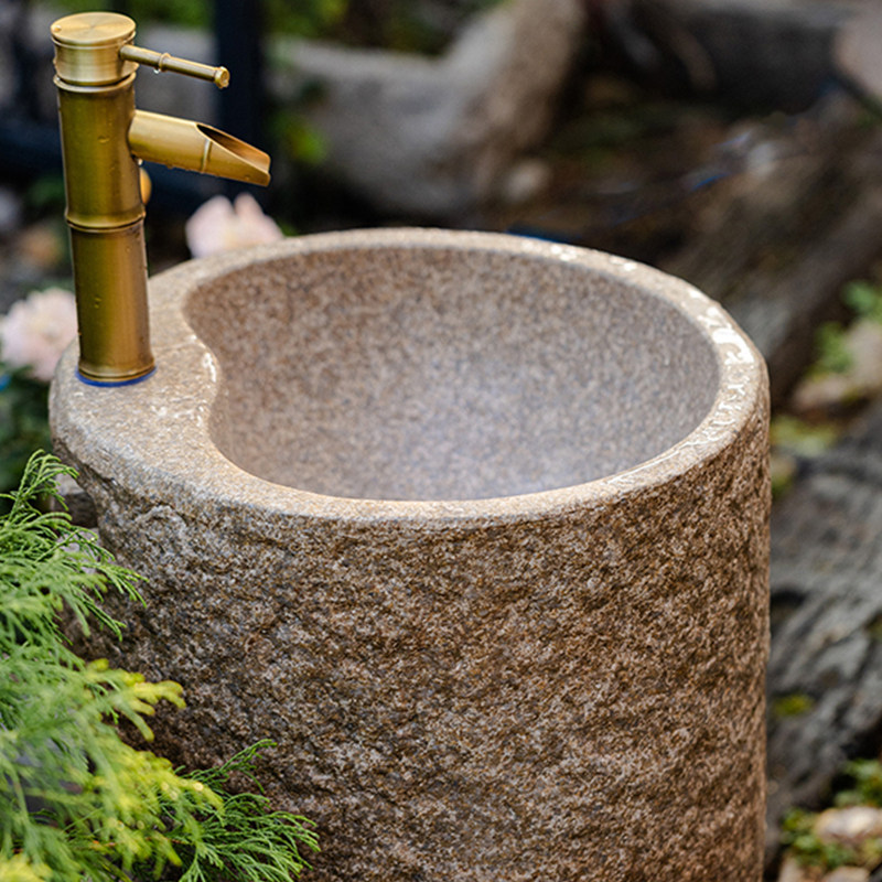 庭院仿石洗手盆一体立柱盆花园石材落地式洗脸盆别墅户外洗手池盆,淘宝优惠券,粉丝福利购,淘宝优惠卷