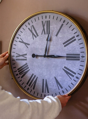 掬涵复古超大钟表挂钟客厅背景墙静音时钟铁艺挂表网红玄关装饰