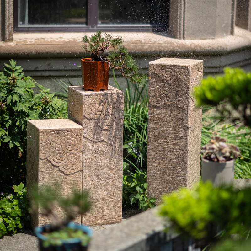 石柱墩艺术立柱仿古展示柱茶室落地底座禅意新中式石头摆件祥云柱,淘宝优惠券,粉丝福利购,淘宝优惠卷