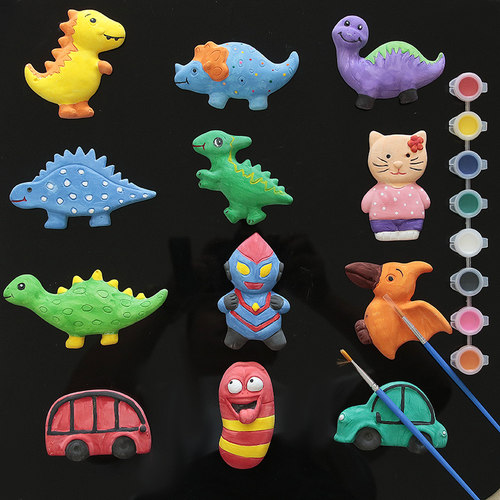 儿童手工diy益智玩具陶瓷白胚涂色石膏娃娃绘画幼儿园创意制作 - 图0