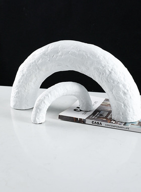 简约现代样板房白色几何拱形桥软装摆件客厅茶几创意极简家居饰品