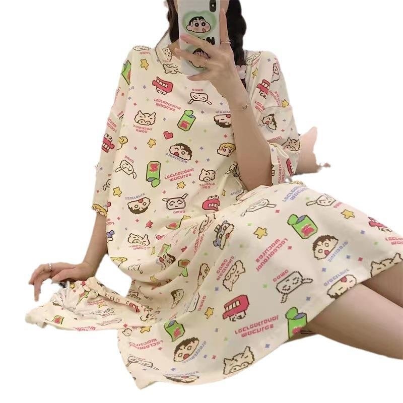 日系ins风卡通睡衣女夏季短袖睡裙女夏天外穿孕妇学生可爱家居服,淘宝优惠券,粉丝福利购,淘宝优惠卷