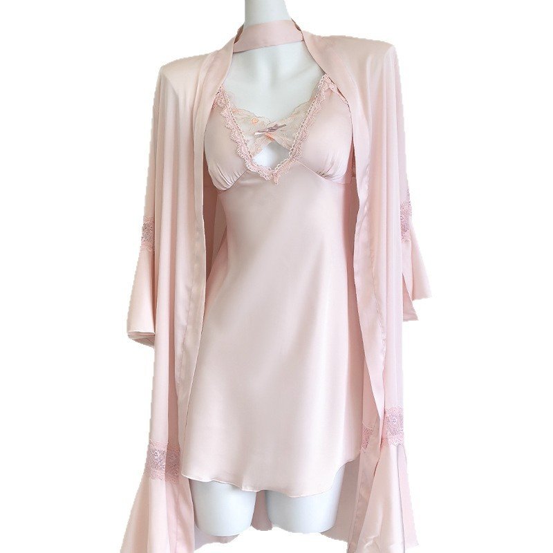 性感吊带冰丝睡裙两件套春夏纯欲风带胸垫睡衣套装私房女士家居服,淘宝优惠券,粉丝福利购,淘宝优惠卷