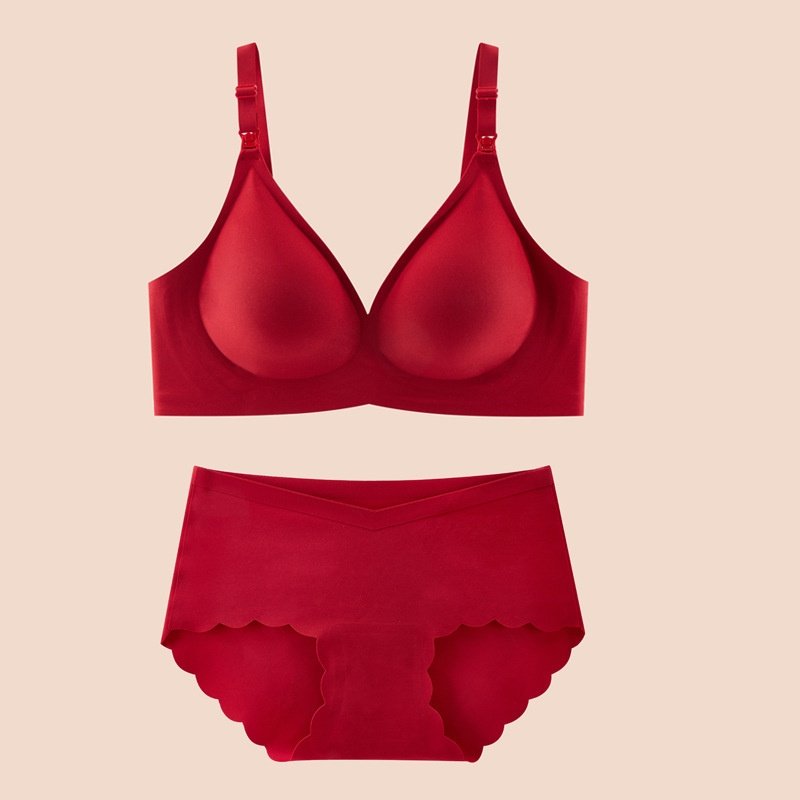 大红色孕妇内衣内裤套装本命年结婚怀孕期哺乳文胸聚拢防下垂喂奶,淘宝优惠券,粉丝福利购,淘宝优惠卷