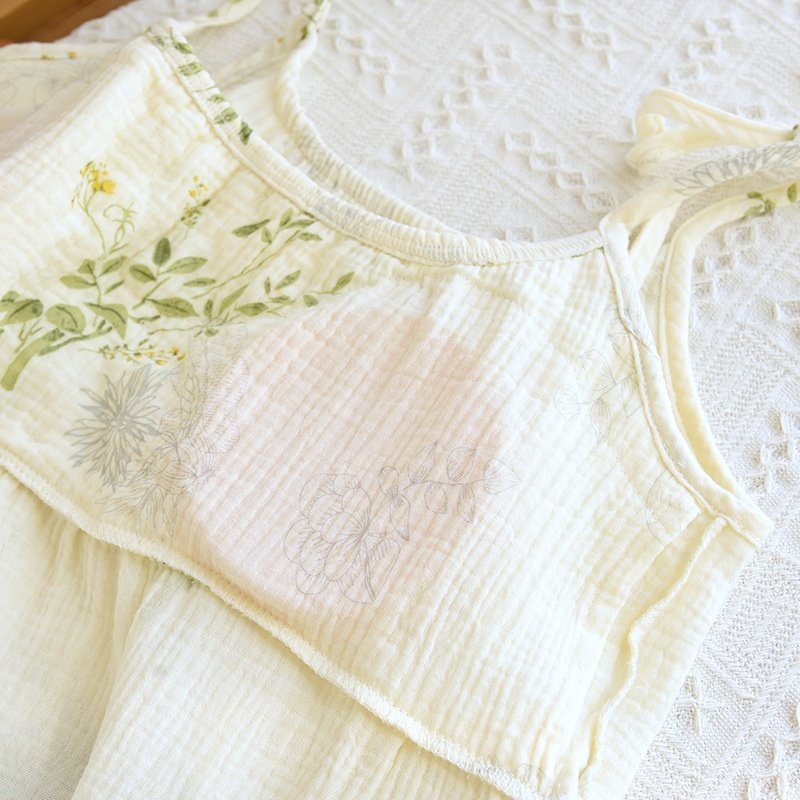 棉纱布吊带裙夏季带胸垫睡衣薄款无袖宽松舒适棉家居吊带睡裙,淘宝优惠券,粉丝福利购,淘宝优惠卷