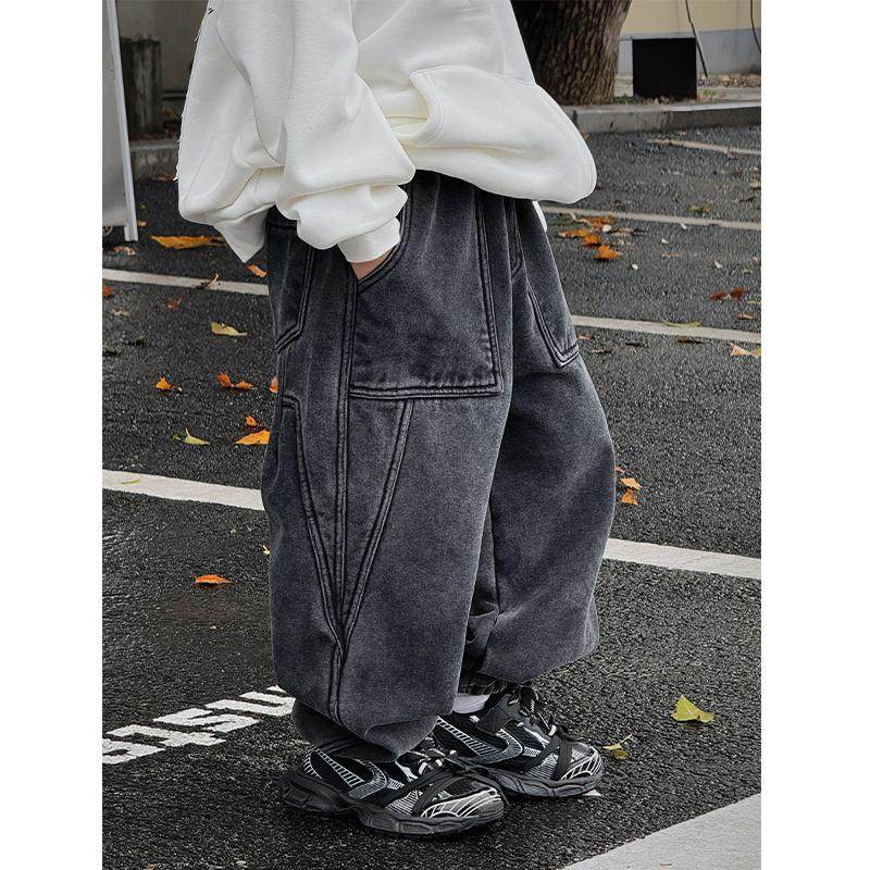 男童加绒牛仔裤冬款2024新款中大童束脚男孩洋气儿童一体加厚裤子,淘宝优惠券,粉丝福利购,淘宝优惠卷