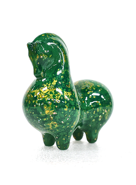 漆花扬州漆器厂犀皮漆工艺家居办公桌面摆件寓意马上有钱马到成功