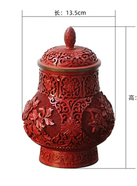 漆花新中式玄关客厅储物罐