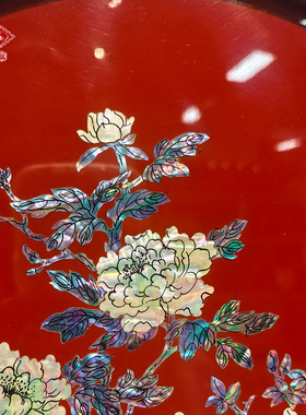 漆花新中式客厅书桌台屏摆件