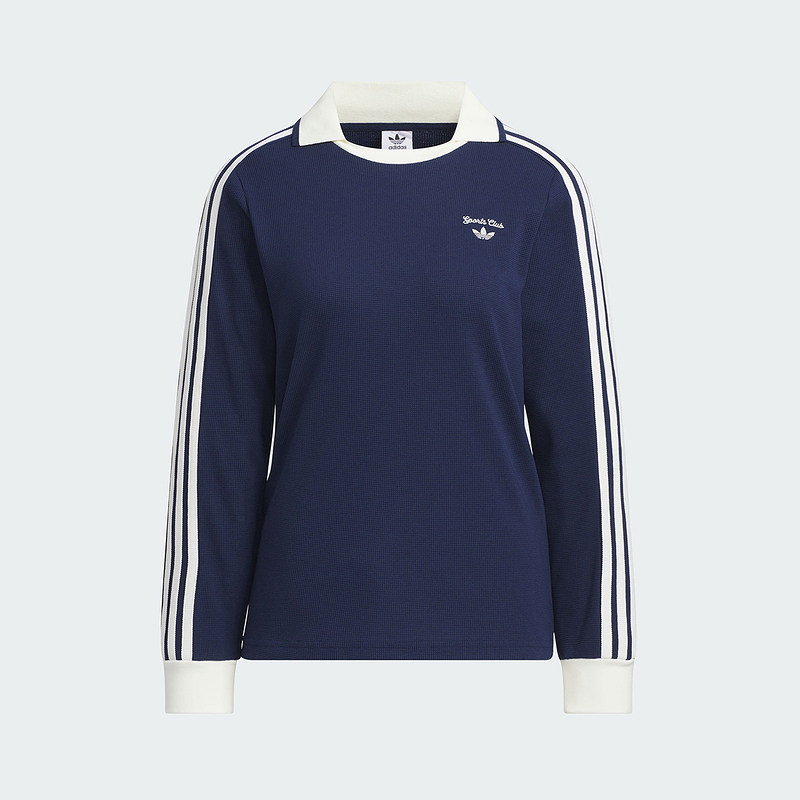 【自营】adidas阿迪达女斯三叶草翻领T恤华夫格长袖POLO衫JM8012,淘宝优惠券,粉丝福利购,淘宝优惠卷