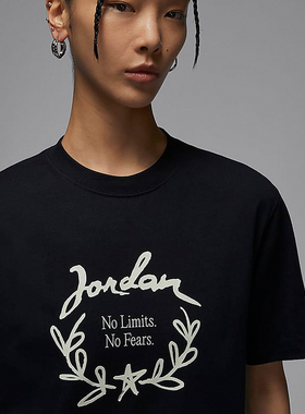 Jordan耐克女印花T恤夏季新款宽松纯棉针织棉柔软短袖FN5755-010