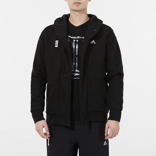 Adidas, мужская куртка, весенняя толстовка с капюшоном, спортивный костюм для тренировок, 2022, тренд сезона, для бега