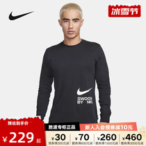 Nike Nike new man 100 lap cotton comfort casual round collar long sleeve blouse T-shirt black FJ1120-010