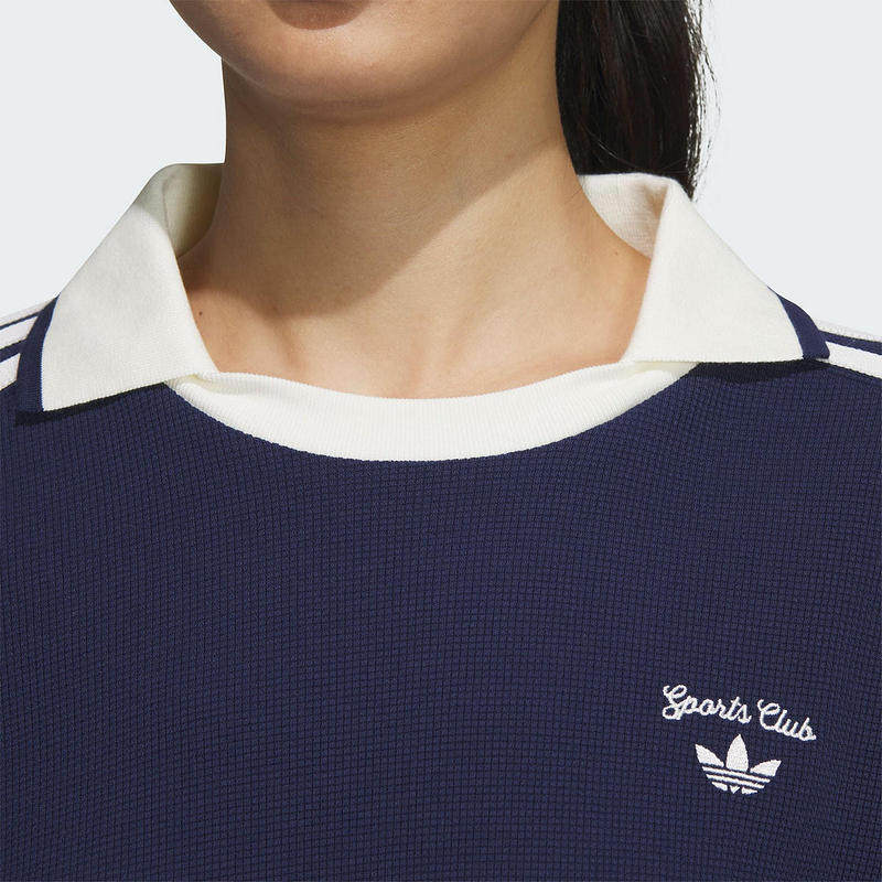 【自营】adidas阿迪达女斯三叶草翻领T恤华夫格长袖POLO衫JM8012,淘宝优惠券,粉丝福利购,淘宝优惠卷