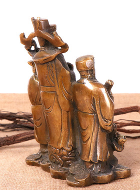 纯铜福禄寿摆件复古中式家居客厅办公室装饰送礼福禄寿工艺品摆放