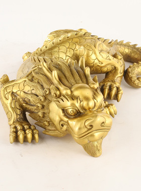 黄铜吐水蚣蝮避水兽吸水兽瑞兽玄关酒柜公桌摆件