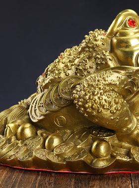 铜金蟾摆件三足金蟾元宝金蟾金禅蟾蜍铜器客厅办公室装饰开业礼品