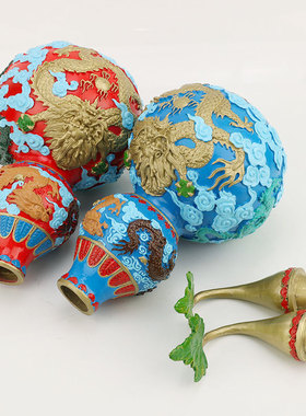 黄铜彩绘铜五龙葫芦摆件开盖葫芦盘龙葫芦摆件家居客厅装饰工艺品