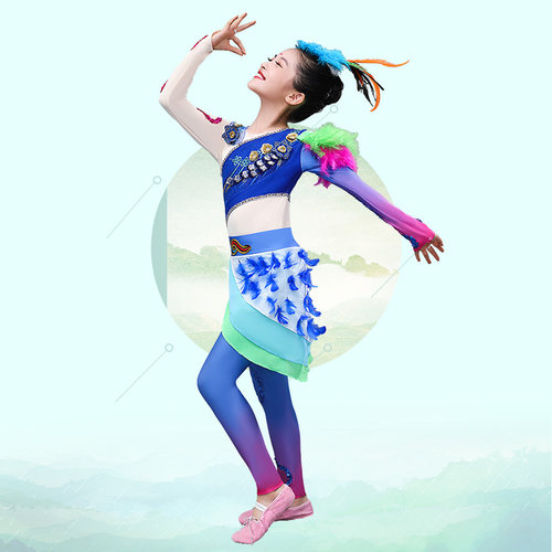 桃李杯少儿群舞温州幼儿师范学校同款荫中鸟语儿童舞蹈动物演出服 - 图1